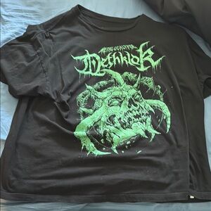 Black and Green Short Sleeve Tee with Gothic Graphic